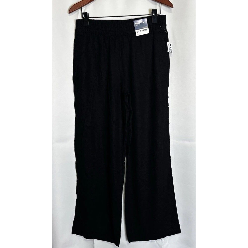 NWT Old Navy LINEN BLEND FULL LENGTH HIGH RISE WIDE LEG Pants SIZE M Comfort